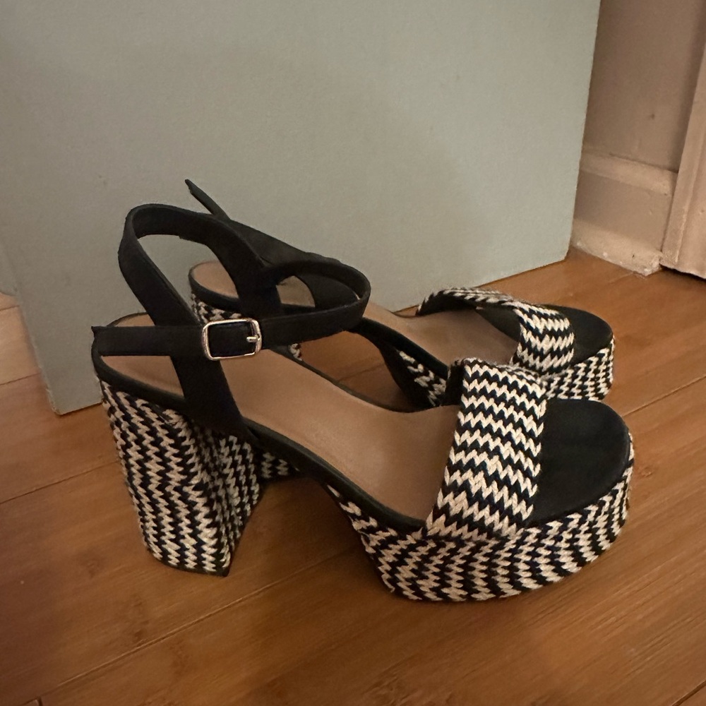 Target Black & White Platform Sandals with Ankle Strap